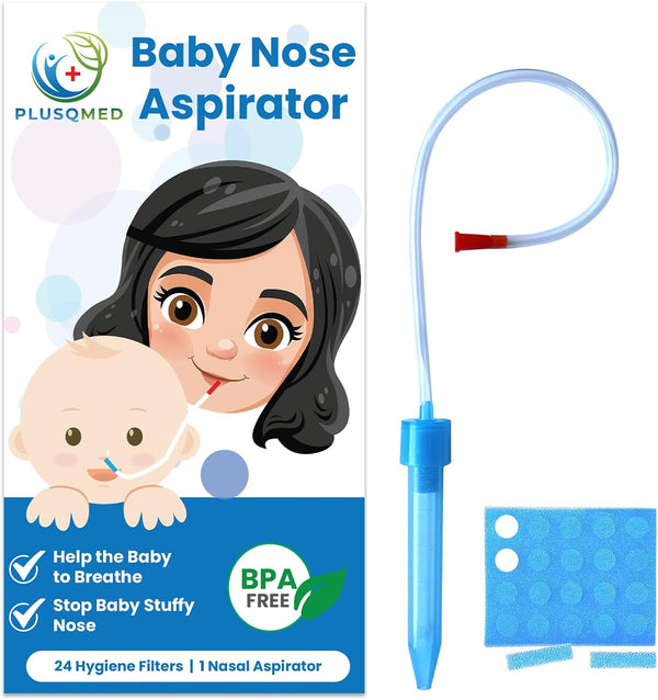 Baby Nasal Aspirator, Mucus Sucker with 24 Hygiene Filters - Safe & Easy to Clean for Newborns, Infants, Kids - Suction Nose Cleaner, Nose Sucker, Nasal Suction, Mucus Remover,