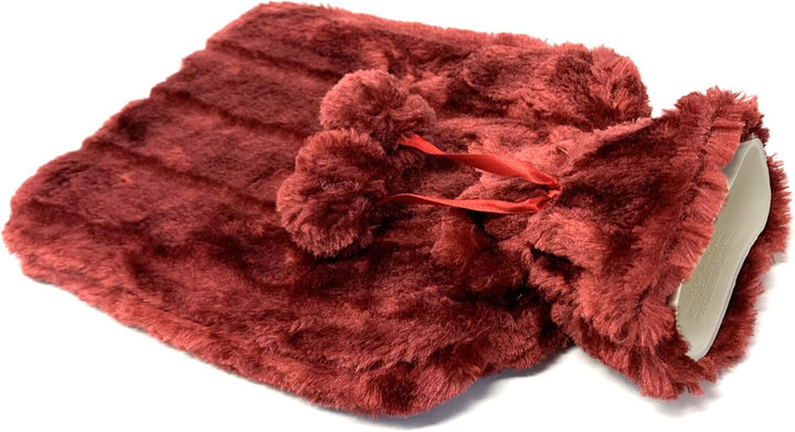 2L Hot Water Bottle with Luxury Cosy Fur Provides Warmth and Pain Relief, Standard for Hand Feet Warmer, Neck Shoulder Relief (Hot Rose Red Cover), 1.0 Count