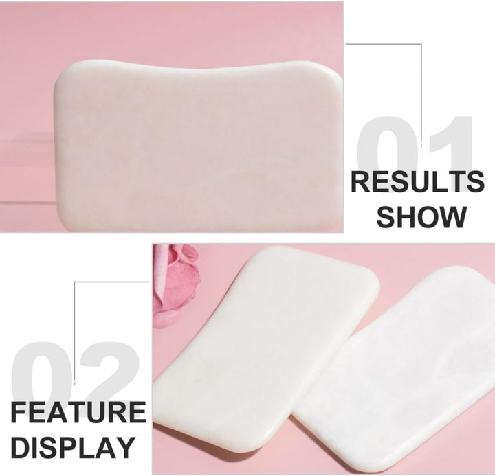 Natural Jade Gua Sha Scraping Massage Tool for Spa Use Smooth White Jade Stone Scraping Board for Face and Body Massage Skin Care Therapy Anti-Static and Comfortable