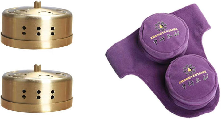 Smokeless Moxibustion Box Include 4 Boxes Portable Moxibustion Box Rotary Temperature Regulating Cover Smoke Proof and Scald Proof Where Is the Pain, Where Is the Moxibustion (3 Holes)