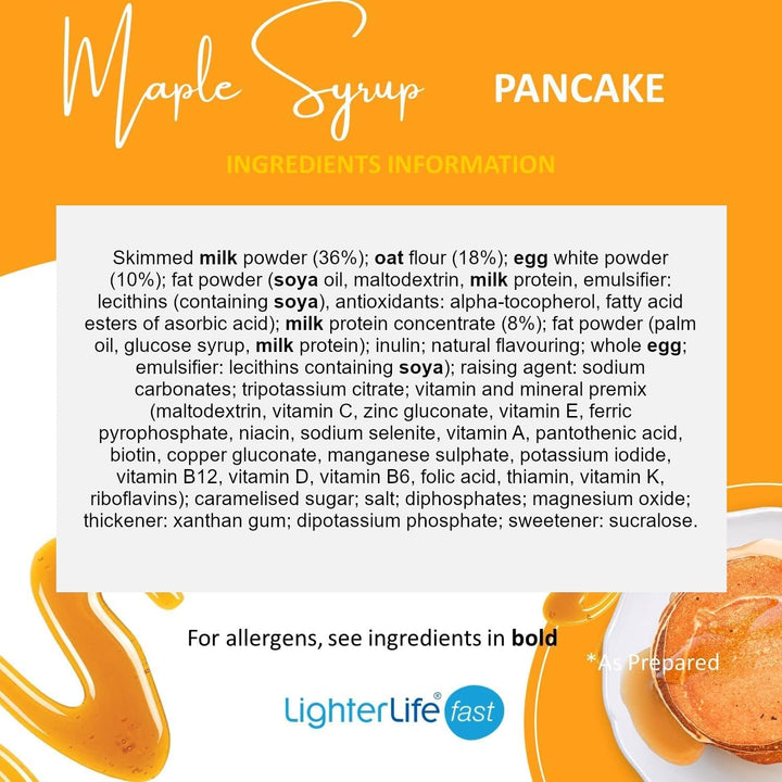 Lighterlife Maple Syrup Protein Pancake Mix 350G, High Protein Meal Replacement Pancake | 16G Protein | High Protein Breakfast | Weight Loss Waffle Powder (280G Pouch Serves 7)
