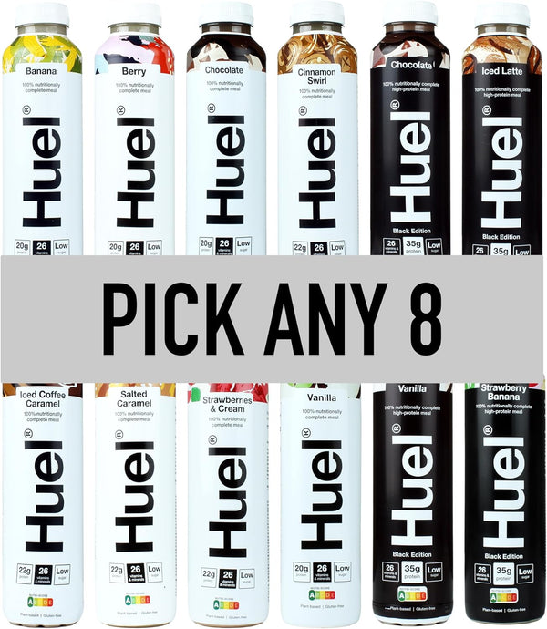 Ready-To Drink - 500Ml - Pick Any 8-10 Flavours to Choose from - Banana, Berry, Chocolate, Cinnamon Swirl, Iced Coffee Caramel, Salted Caramel, Strawberries & Cream, Vanilla