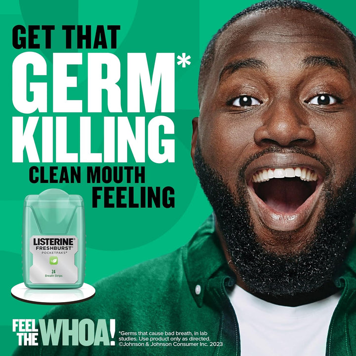 Freshburst Pocketpaks Breath, Dissolving Breath Freshener Kill 99% of Germs That Cause Bad Breath, Portable for On-The-Go, Minty Flavor, 72-Strips (Pack of 1)