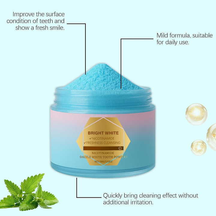 Niacinamide Whitening Tooth Powder,Whitening Toothpaste Booster Powder,Natural Deep Cleaning Teeth Powders,Fresh Breath and Remove Stains