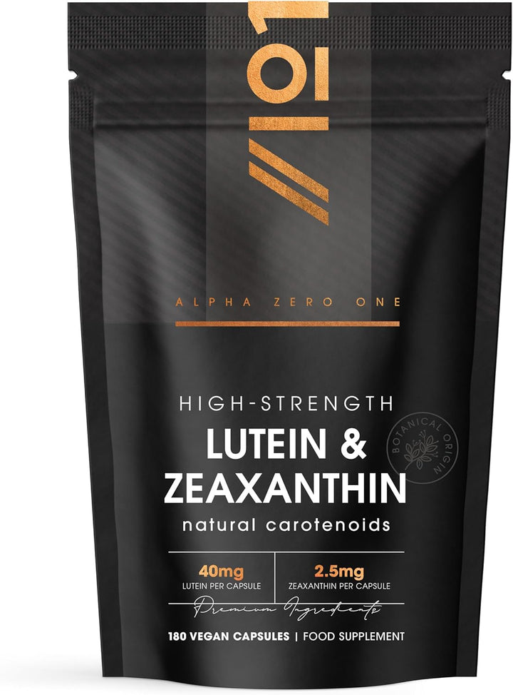 Lutein & Zeaxanthin with Bioperine® – 40Mg Lutein 2.85Mg Zeaxanthin – 90 Vegan Capsules – Natural Carotenoids from Marigold Extract – Resealable and Recyclable Pouch by