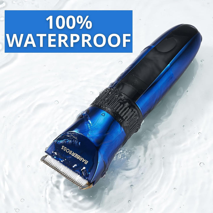 Cordless Self-Sharpening Beard & Hair Trimmer - Waterproof with Ceramic Blades, LED Display, Fast Charging, and 8 Color Comb Attachments QR-2082