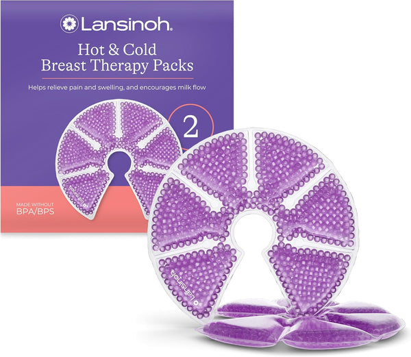 Hot & Cold Breast Therapy Gel Pads - 2 Pack with Soft Covers - Breastfeeding Compress - Helps Relieve Discomfort from Common Breast Feeding Conditions - Hospital Bag Maternity Essentials