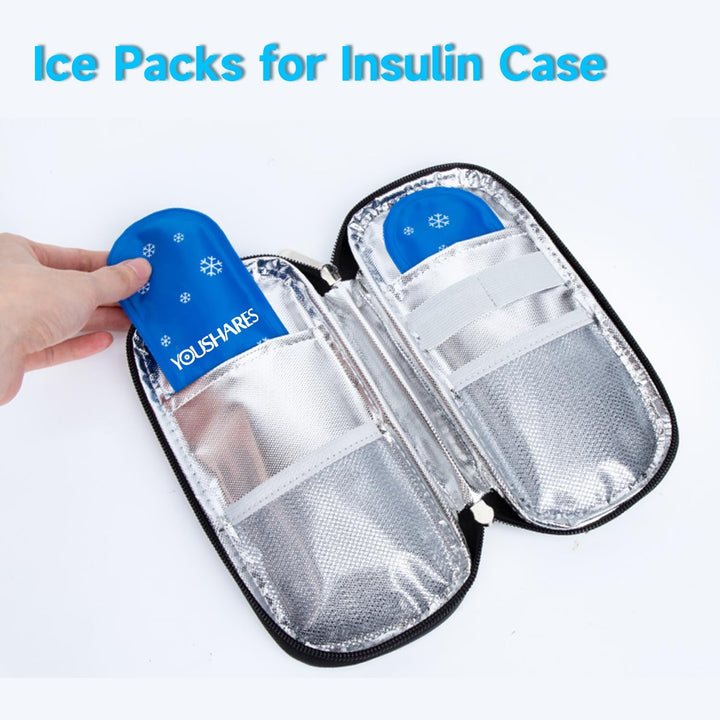 Insulin Cooler Ice Pack - Reusable Ice Packs Medicine Cool Bag for Diabetic Insulin Cooler Travel Case, Nylon Ice Bags (2 Packs)