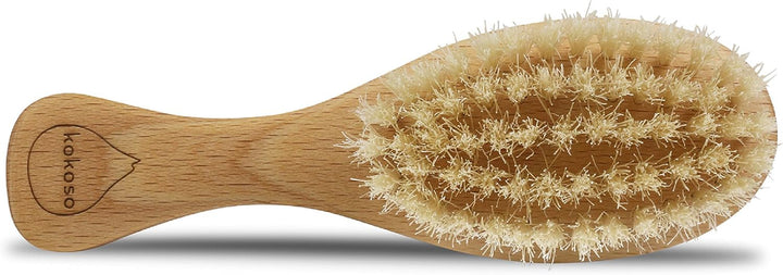 Baby - Wooden Brush, Natural Baby Hair Brush - Made with 100% Natural Boar Bristle, for Babies & Toddlers - Gentle on Delicate Hair - Comes with a Jute Bag, Plastic Free