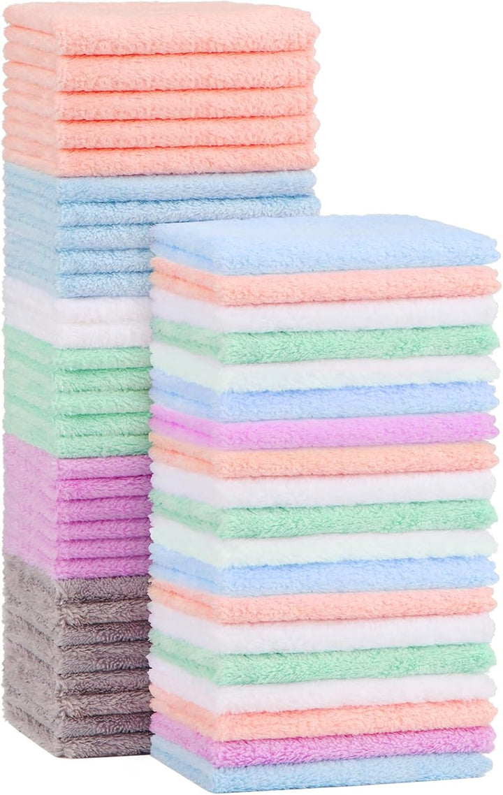 Baby Washcloths 24-Pack(7''X9''), Microfibre Coral Fleece Baby Towels, Super Soft and Absorbent Wash Flannels for Newborns and Infants, Gentle on Delicate Skin for Face Hands and Body