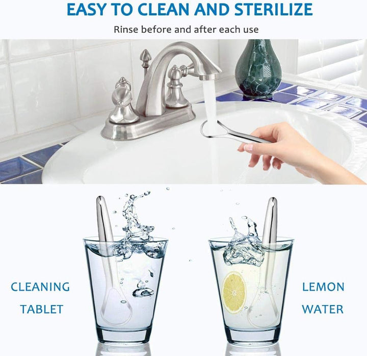 2-Pack Tongue Scraper, 100% 304 Surgical Stainless Steel Tongue Cleaner for Both Adults and Kids, Professional Reduce Bad Breath Metal Tongue Scrapers, Help Your Oral Hygiene (With 2 Cases)