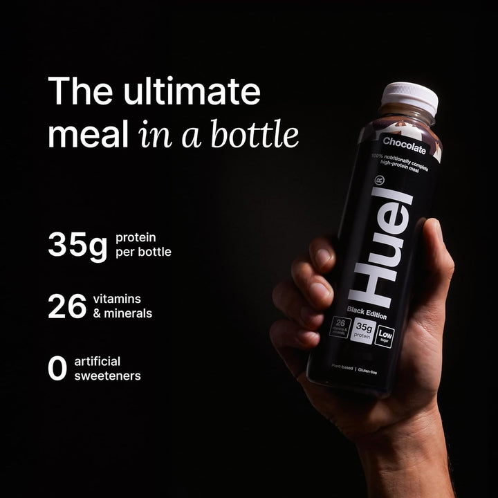 Black Edition Ready-To-Drink, 8 X 500Ml Bottles, Protein Shakes, Chocolate Flavour, High Protein Drink, 35G Protein per Bottle, Rich in Vitamin D, Fatty Acids, Calcium, Ready Meals