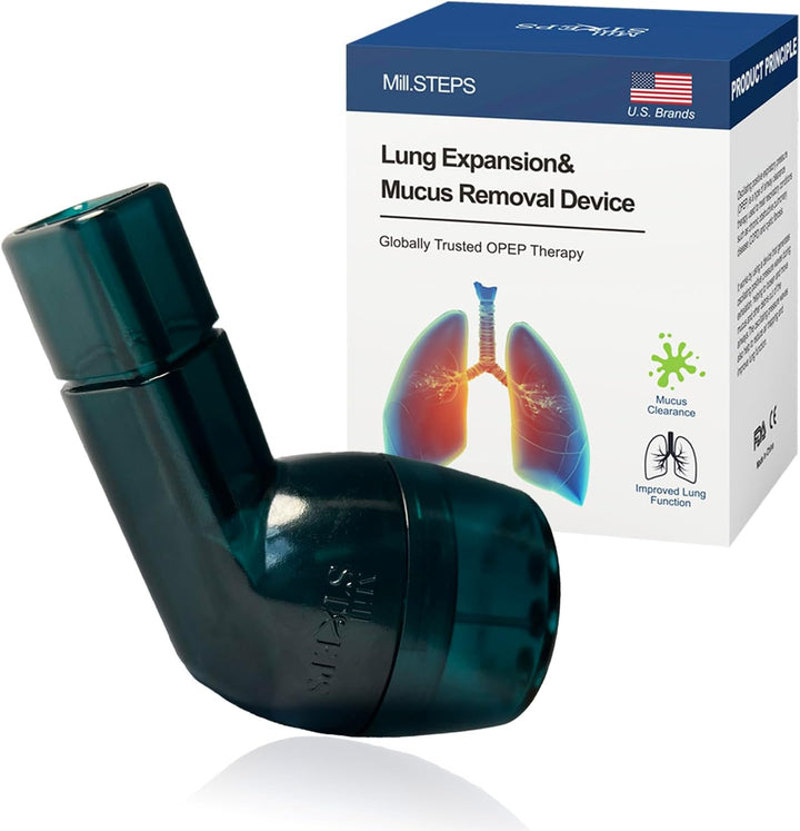 Millsteps Breathing Exercise Device for Lungs,Lung Expansion & Mu-Cus Relief Device (Blue)