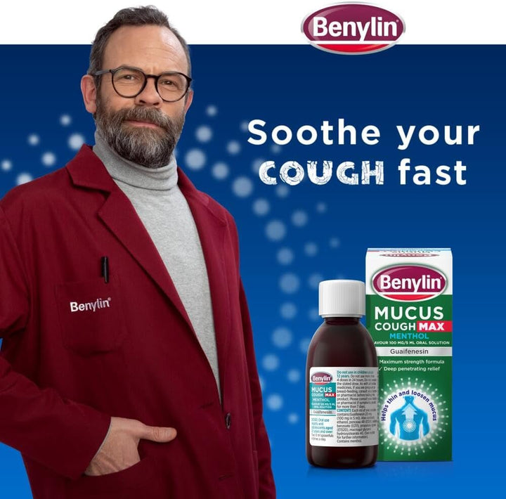 Mucus Cough Max Menthol Flavour, Helps to Clear Chest Mucus from Day 1, Cough Medicine for Adults, 100 Mg/5 Ml Oral Solution, 150 Ml