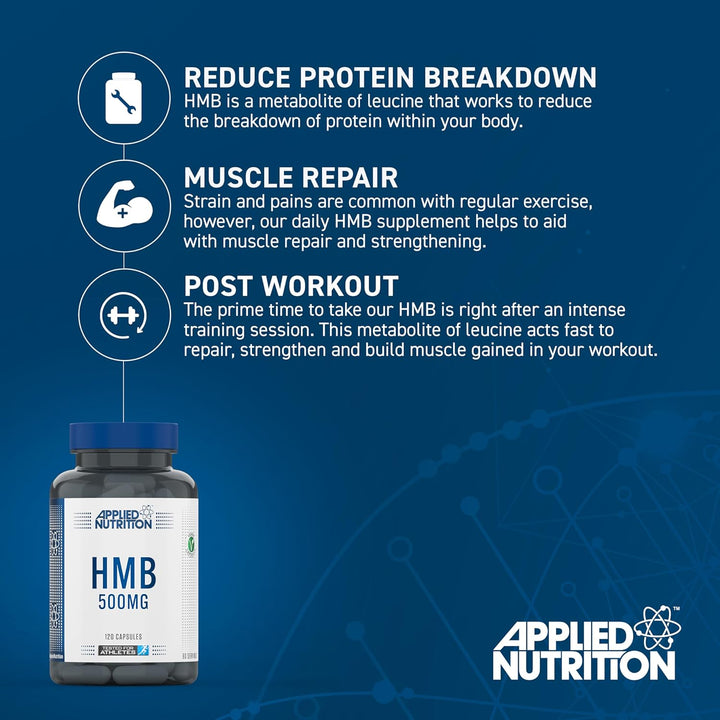 HMB Supplement - HMB 500Mg Capsules, Metabolite of Leucine, for Muscle Growth & Repair (120 Capsules - 60 Servings)