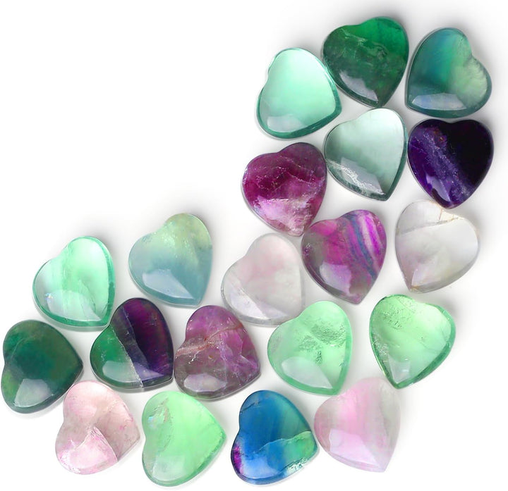 20PCS Heart Healing Crystals Gifts Gemstones Set Bulk Quartz Love Gem Stones Wholesale Polished Pocket Chakra Reiki Spiritual Wellbeing Stocking Filler Mini Small Gift for Women