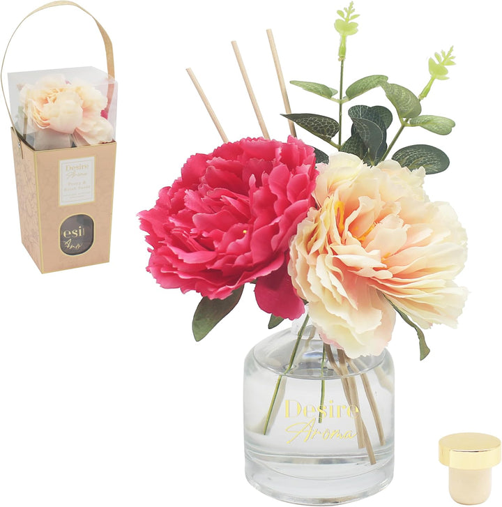 Desire Aroma Peony & Blush Suede Red & Pink Bouquet 200Ml Reed Diffuser for Home Fragrance | Air Freshener Aromatherapy Diffuser for Stress Relief | Diffusers Gift for Women & Men