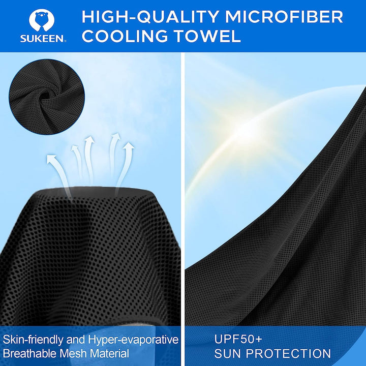 Cooling Towel 4 Pack - Stay Cool Ice Towels for Neck, Gym Use - Men and Women (2 Grey, 2 Black)