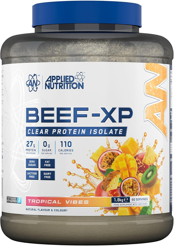 Clear Hydrolysed Beef Protein Isolate Powder, Fruit Juice Style, Dairy Free, Lactose Free, Zero Sugar, Low Fat, 1.8Kg - 60 Servings (Tropical Vibes)