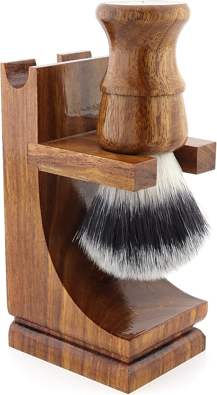 Razor Stand Sustainable Shaving Stand 2 in 1 Brush Razor Stand Holder Wooden Shaving Stand Eco-Friendly Stand Shaving Brush Stand Razor Holder - Zero Waste, 1 Count (Pack of 1)