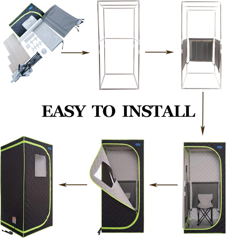 Portable Infrared Sauna,Portable Infrared Sauna,Home Sauna Spa with Heated Feet and Portable Chair with Timed and Adjustable Temperature Settings for Reduce Stress Fatigue Indoor Sauna（Green）