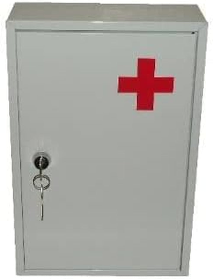 Medicine Cabinet Steel First Aid Storage - Wall Mount Lockable Metal Case Box - Ideal for Home, School, Office - Emergency Locker Medical Cabinet - 21.5 X 8 X 32Cm