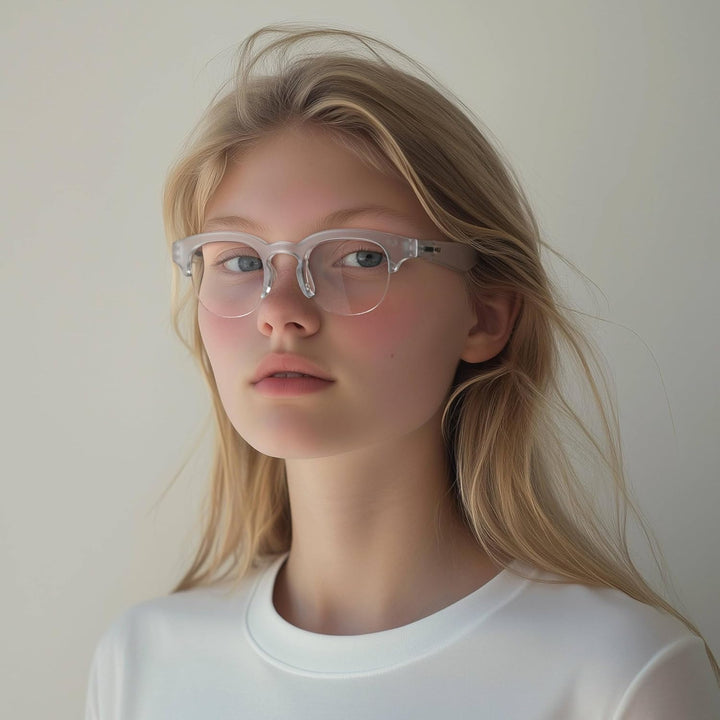 ® Courier Fashion Glasses | Zero’S with Clear Lenses | Modern Vintage Browline Frames | Men’S Women’S Unisex | Spring Hinges