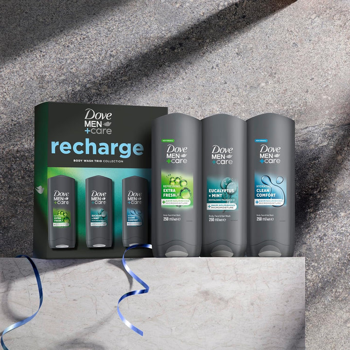 Dove Men+Care Recharge Body Wash Gift Set Trio Collection Perfect Gifts for Him 3 Piece
