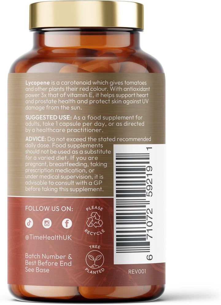 Lycopene – 30Mg per Capsule – Stabilized, Microencapsulated Formula – Tomato Extract – Vegan – Zero Additives (120 Capsule Pouch)