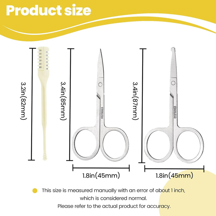 10 Pcs Spiral Dual-Blade Nose Hair Trimmer Set with 2 Precision A-Scissors & Mirror-Polish Round-Tip Scissors – 360° Rotating Stainless Steel Grooming Kit