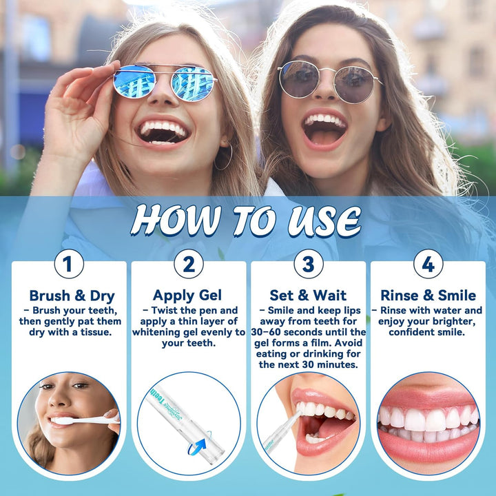 Teeth Whitening Pen, Professional Teeth Whitening Gel, Fast & Gentle Smile Brightening, Tooth Whitener Pen Kit, Sensitive Teeth Friendly, Enamel-Safe, Coffee & Tea Stain Removal