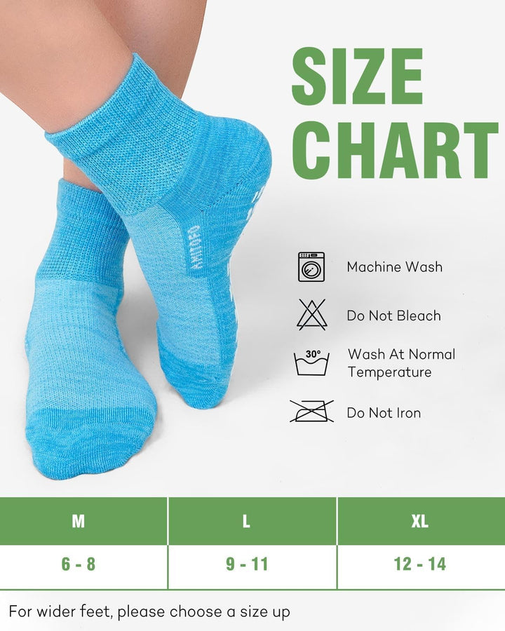 Diabetic Socks Non-Slip for Women: Bamboo Ankle Socks Moisture Wicking with Extra Wide Top for Swollen Feet Seamless Non-Binding Cuff Hospital Sock for Foot Care