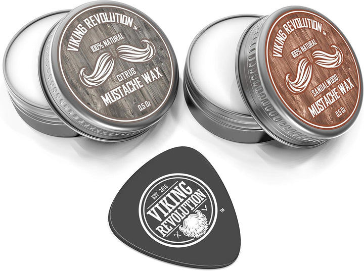 Mustache Wax 2 Pack - Beard Wax & Moustache Wax for Men - Strong Hold Helps Train Tame & Style - Mustache Wax Men (Citrus & Sandalwood, 2 Pack)
