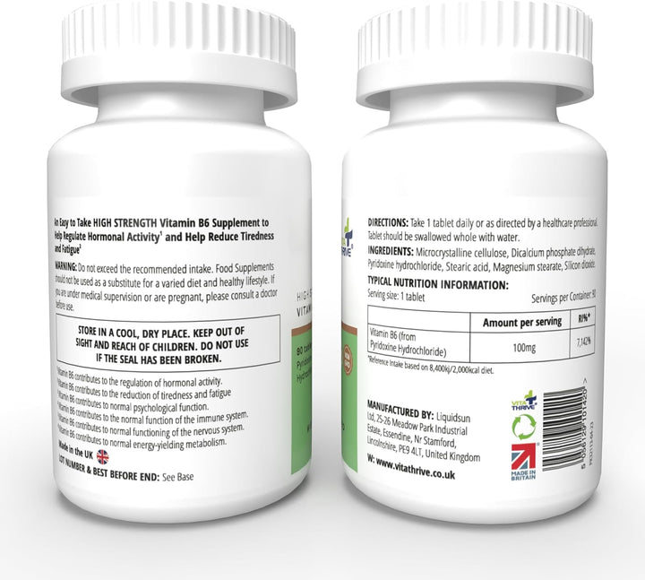 Vitathrive® High Strength Vitamin B6 (Pyridoxine Hydrochloride) 100Mg – 90 Tablets