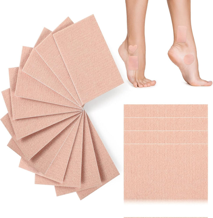 12 Pcs Moleskin Tape Blister Plasters for Foot 7.5 X 5 Cm Flannel Adhesive Pads Moleskin Blister Prevention Cushions and Pads for Heel, Toe, Pain Relief