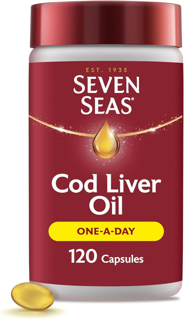 Cod Liver Oil One-A-Day Omega-3 Fish Oil and Vitamin D, 120 Capsules, 4 Months Supply