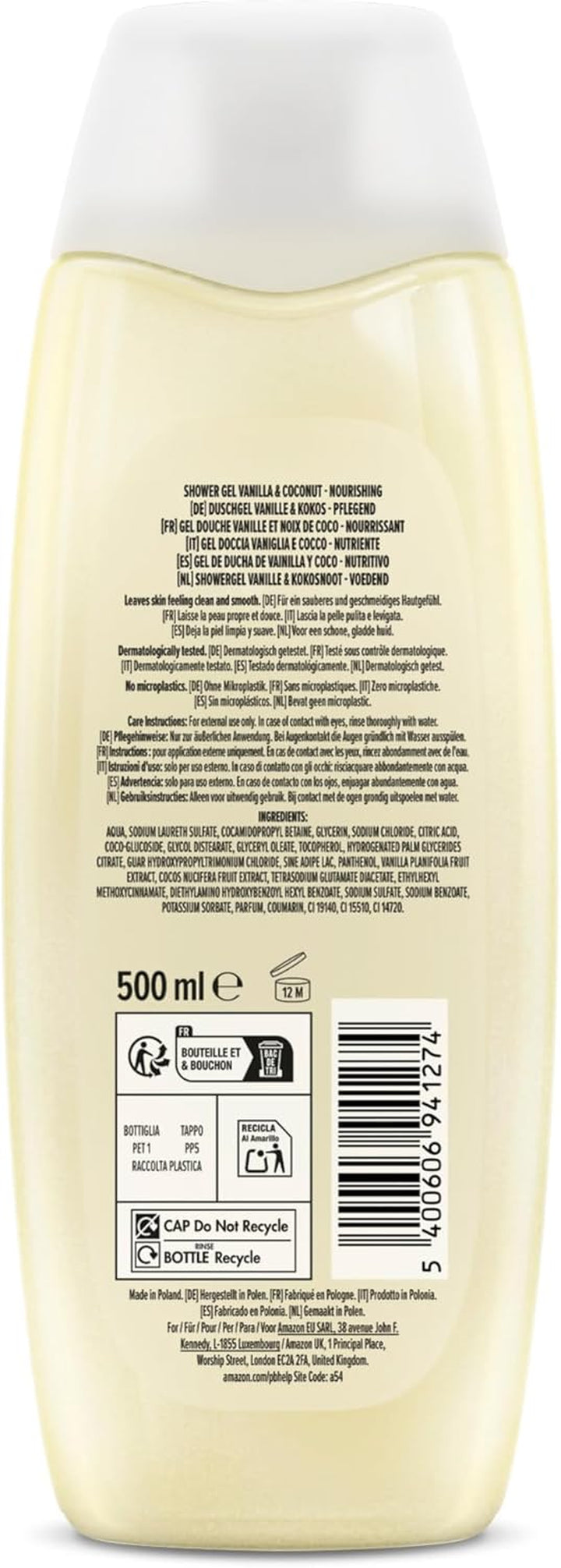 Vanilla & Coconut Shower Gel, 2 X 500Ml