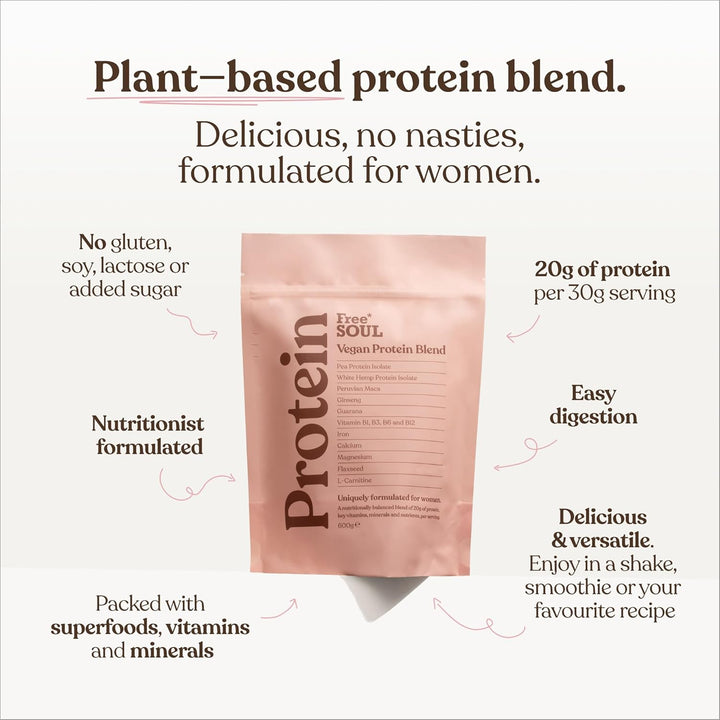 Vegan Protein Powder | Formulated for Women | 600G | 20G Protein with Added Nutrients | Gluten & Soy Free Plant-Based Nutrition Shake | Pea & Hemp Isolate Protein | Vanilla Flavour
