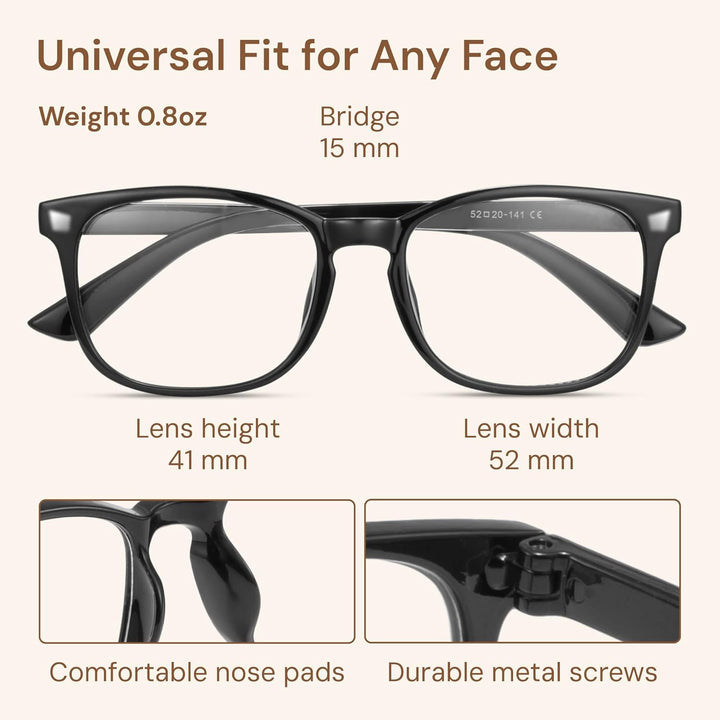 Blue Light Blocking Glasses - Fashion Square Fake Eyeglasses, anti UV Ray Computer Gaming Glasses, Blue Blockers Glasses for Women/Men