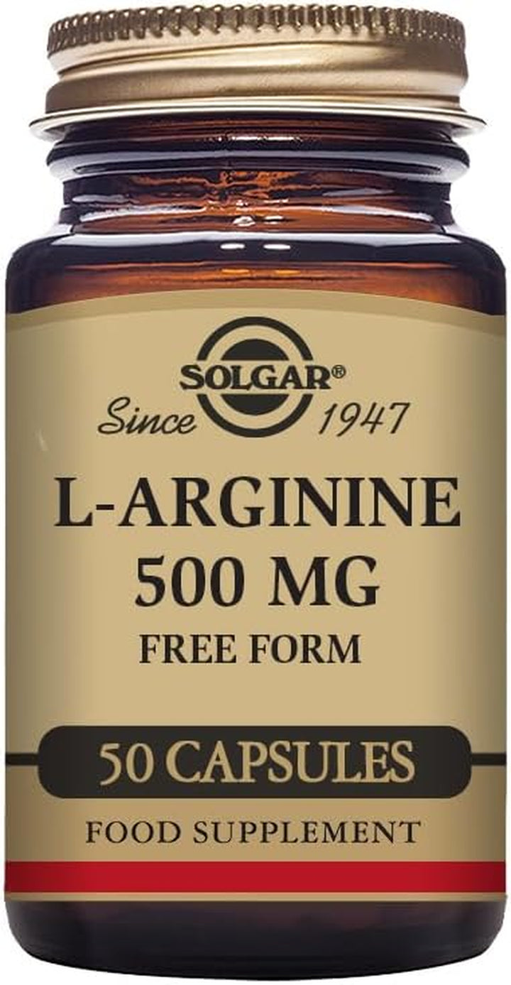 L-Arginine 500 Mg Vegetable Capsules - Pack of 50 - for a Healthy Metabolism - Ideal for Athletes - Vegan and Gluten Free