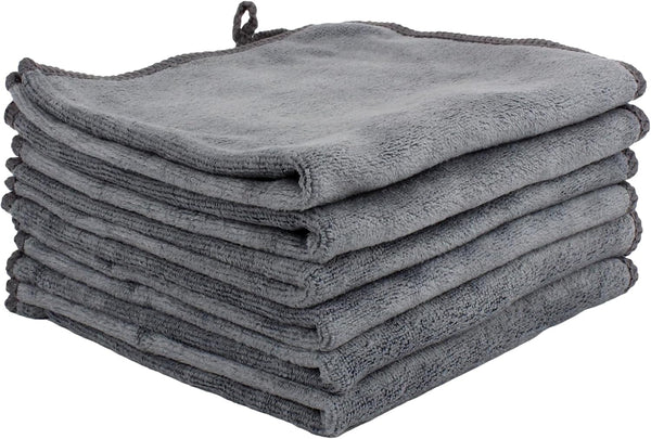 Premium Microfibre Face Cloths/Flannels/Washcloths - Pack of 6-30X30Cm - 300GSM : Super Soft, Extra Thick & Highly Absorbent : Sensitive Skin, Makeup Removal & Facial Cleansing (Grey)