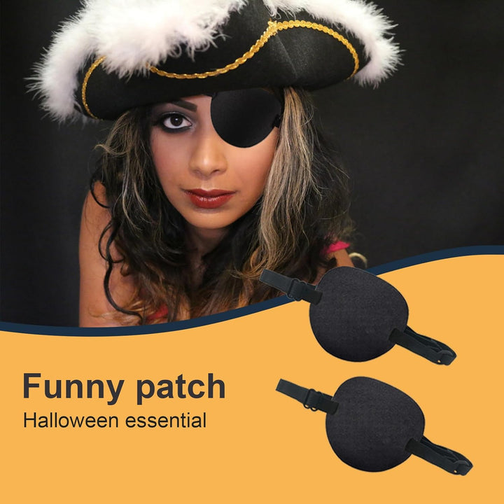 2PCS Eye Patches for Adults Kids,Adjustable Eye Patch,Pirate Eye Patches,Medical Eye Patch, Amblyopia Lazy Eye Patches for Left or Right Eyes, Black