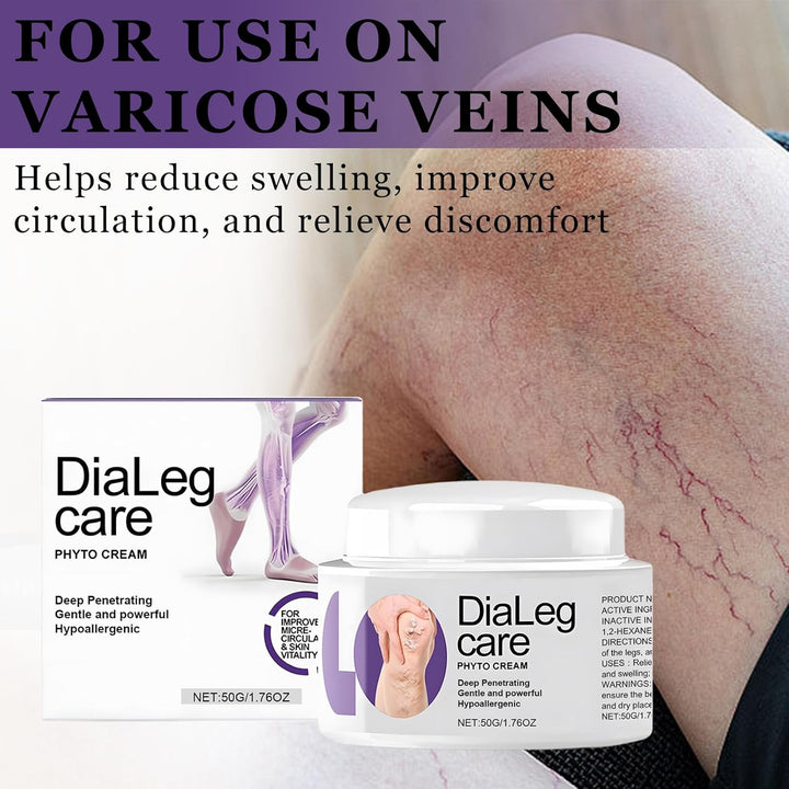 Dialeg Care Varicose Relief Veins Cream - Varicose Veins Treatment for Legs - V-Ein Cream Improve the Look of Legs - Natural Ourlyard C-Ream, Deep Penetrating, Hypo-Allergenic for All Skin