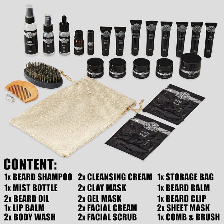 Advent Calendar 2025 Beard Grooming Kit for Men with Beard Oil Brush Shampoo Skincare Mens Toiletries for Dad Boyfriend Husband