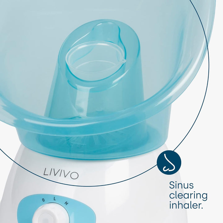 Facial Face Spa Steamer Inhaler with Aromatherapy Diffuser and Dual Nose-Cones Kit Set - Ideal to Use on Open Pores for Removal of Dirt Acne Pimples Etc (Blue)