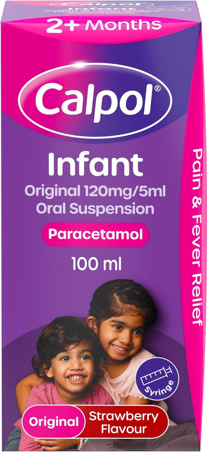 Sugar-Free Infant Suspension Paracetamol (1 X 100Ml), Strawberry Flavour infant with Paracetamol for Fever & Pain Relief, Suitable for 2+ Months Babies & Kids