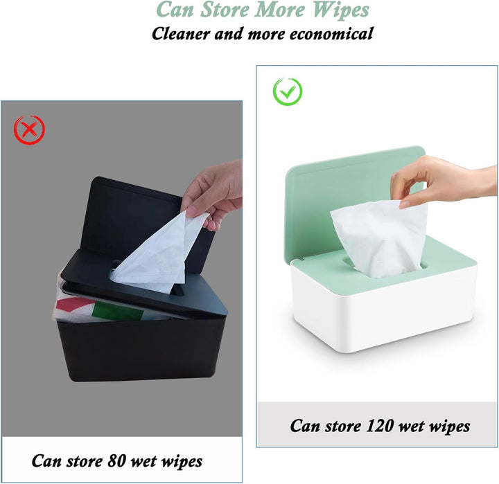 Large Wipes Dispenser Box, Toilet Dry Wet Tissue Dispenser Case and Portable Baby Wet Wipes Pouches Tissue Holder Refillable Tissue Storage Container Keep Wipes Fresh for Travel Home Office Car