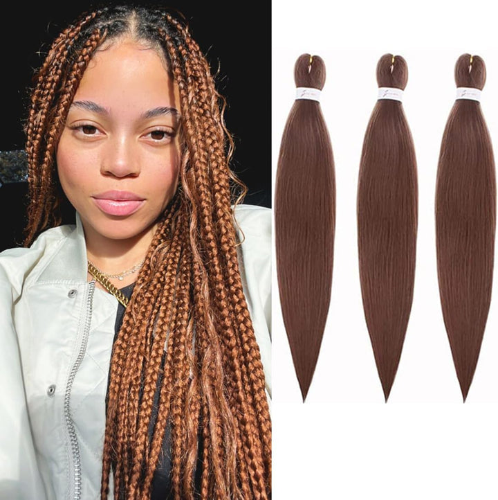 3 Packs Pre Stretched Braiding Hair Extension Yaki Texture EZ Braids Hair for Coi Leray Braids Black Braiding Crochet Hair Extensions /30 Inch 1B#