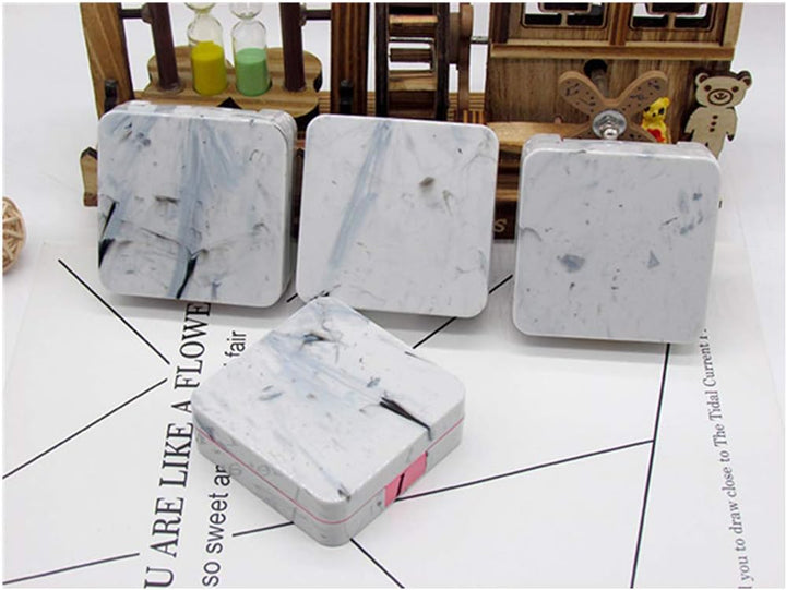 Marble Contact Lens Case - Travel Mini Companion Box with Portable Invisible Mirror (Marble Series Rose Gold)