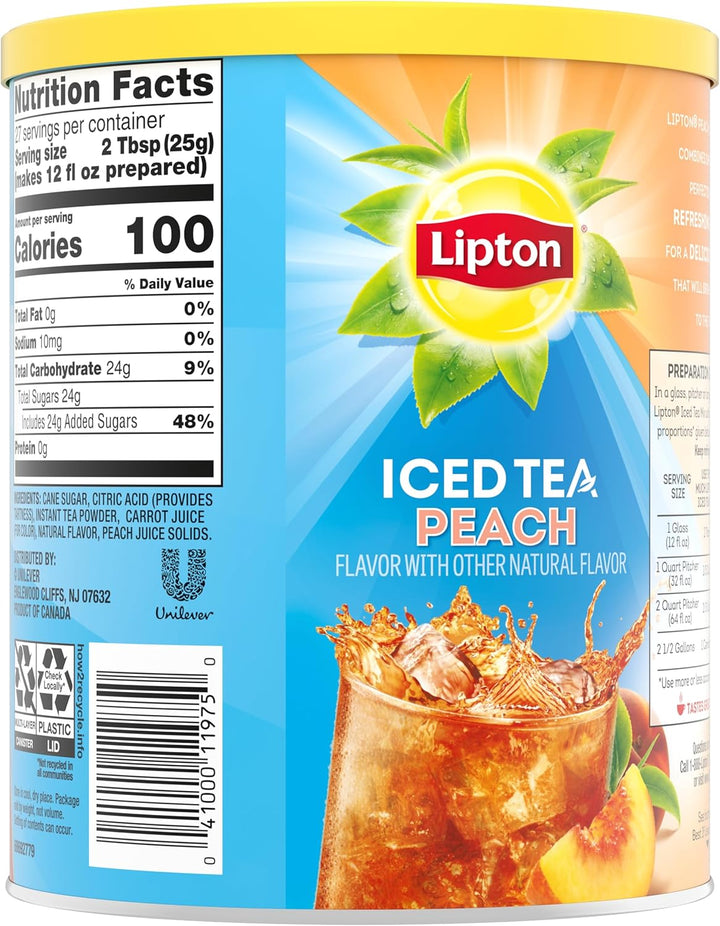Iced Tea Peach Drink Mix, Powder, Makes 10 Quarts 670G Tub